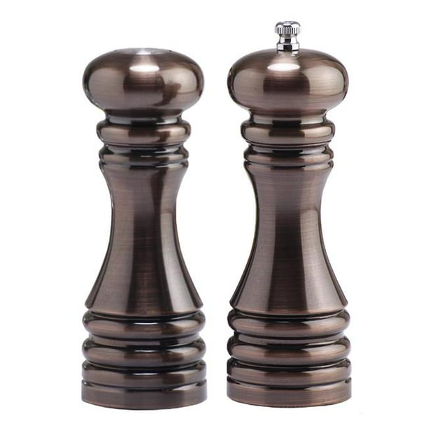Pepper Mill and Salt Shaker Set Copper Plated 7-Inch